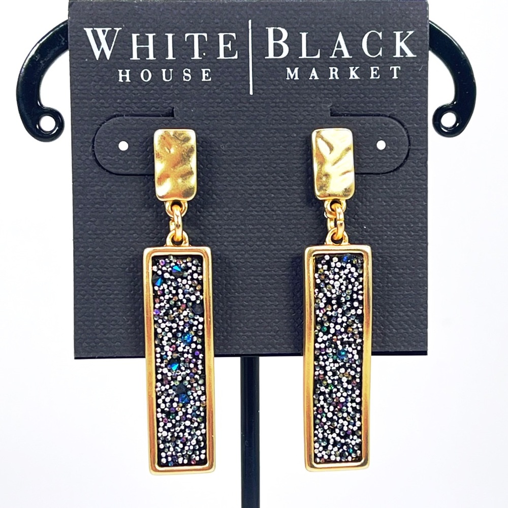 White House Black Market Gold Bar Drop Earrings - Picture 1 of 3